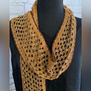 Chico's Mustard and Silver Crochet Scarf “Verona”